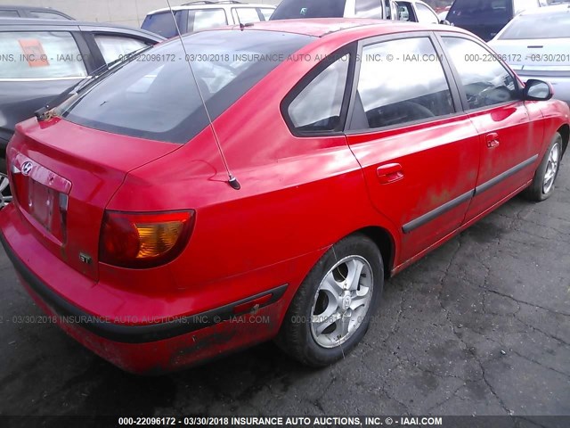 KMHDN55DX2U036670 - 2002 HYUNDAI ELANTRA GLS/GT RED photo 4