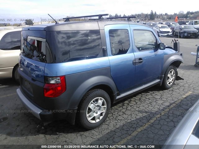 5J6YH17376L015663 - 2006 HONDA ELEMENT LX BLUE photo 4