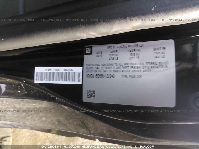 1G6DJ1ED5B0122049 - 2011 CADILLAC CTS PERFORMANCE COLLECTION Черный фото 9