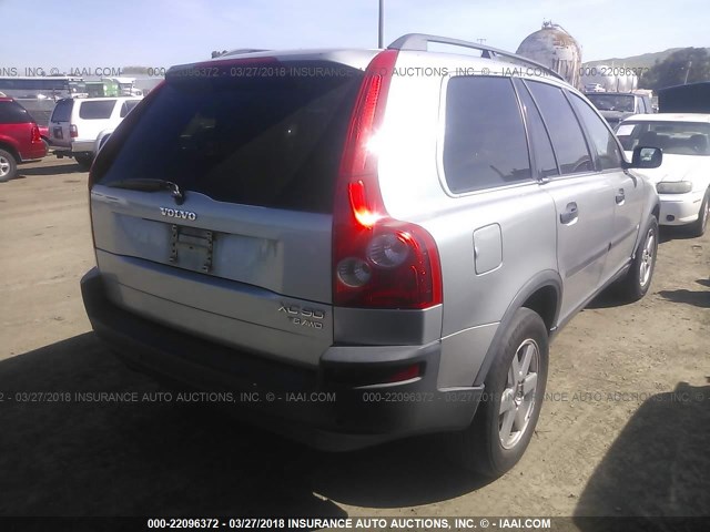 YV1CZ91H941035304 - 2004 VOLVO XC90 T6 SILVER photo 4