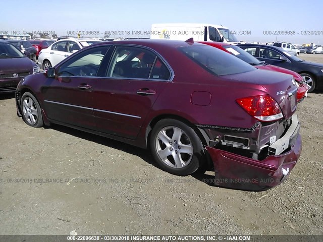 JH4KB16536C002472 - 2006 ACURA RL BURGUNDY photo 3