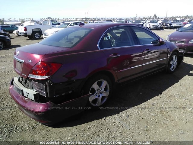 JH4KB16536C002472 - 2006 ACURA RL BURGUNDY photo 4