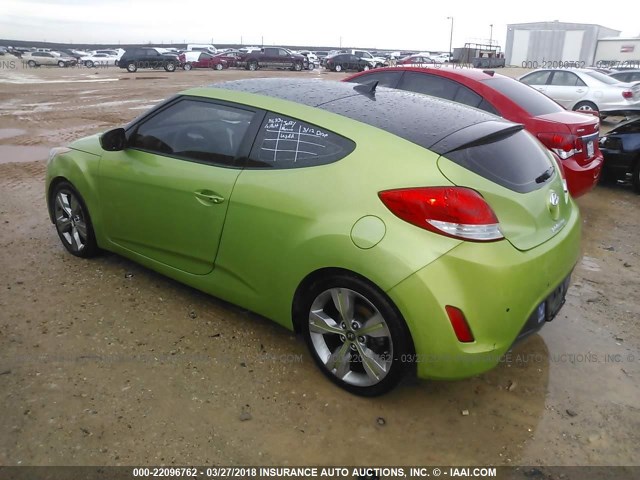 KMHTC6AD0CU065657 - 2012 HYUNDAI VELOSTER GREEN photo 3