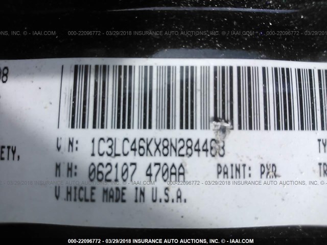 1C3LC46KX8N284468 - 2008 CHRYSLER SEBRING LX BLACK photo 9