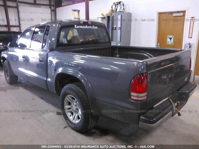 1D7HL38XX3S368049 - 2003 DODGE DAKOTA QUAD SPORT GRAY photo 3