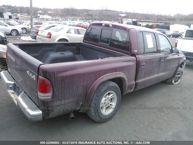 1B7GG2AX6YS635922 - 2000 DODGE DAKOTA QUAD BURGUNDY photo 4