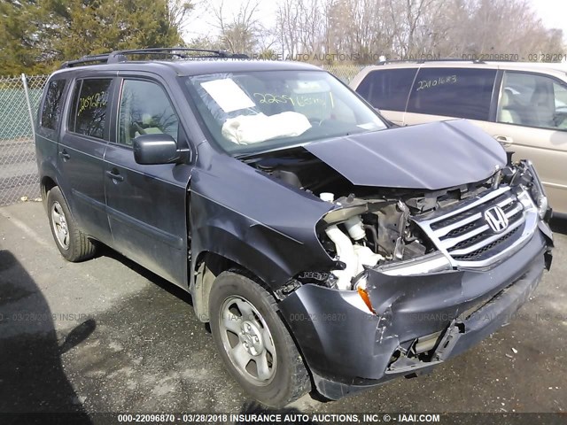 5FNYF4H26EB005193 - 2014 HONDA PILOT LX GRAY photo 1