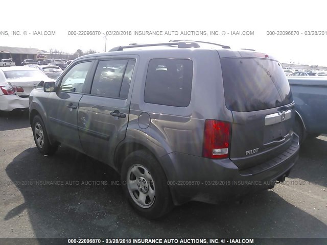 5FNYF4H26EB005193 - 2014 HONDA PILOT LX GRAY photo 3