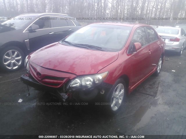 2T1BU4EE5BC684755 - 2011 TOYOTA COROLLA S/LE RED photo 2