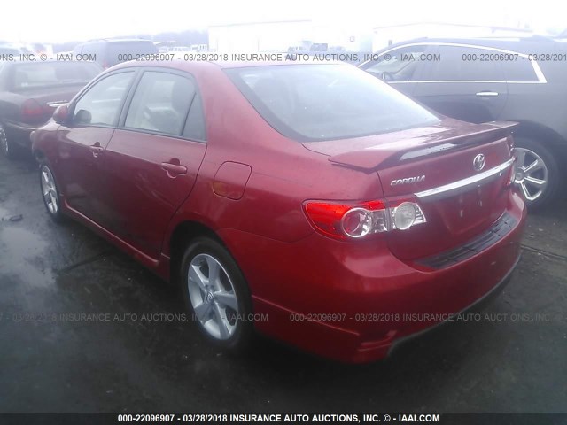 2T1BU4EE5BC684755 - 2011 TOYOTA COROLLA S/LE RED photo 3