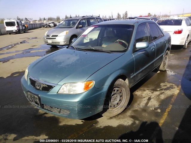 JM1BJ225621565442 - 2002 MAZDA PROTEGE DX/LX/ES TEAL photo 2