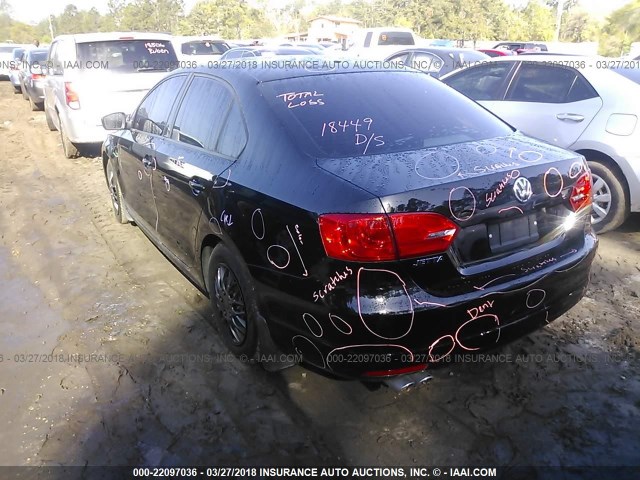 3VW2K7AJ7EM394262 - 2014 VOLKSWAGEN JETTA S BLACK photo 3