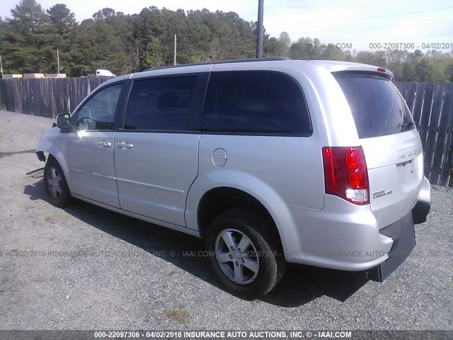 2C4RDGCG9CR378227 - 2012 DODGE GRAND CARAVAN SXT SILVER photo 3