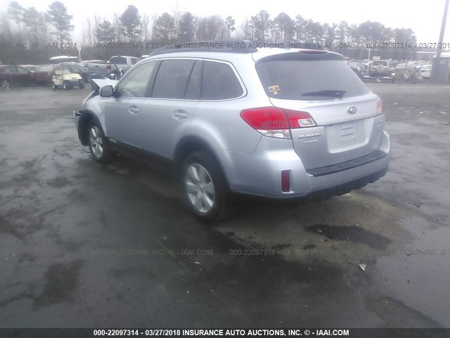 4S4BRBKC4C3260126 - 2012 SUBARU OUTBACK 2.5I LIMITED SILVER photo 3