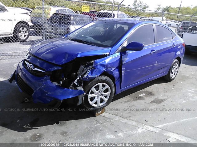 KMHCT4AE5CU140088 - 2012 HYUNDAI ACCENT GLS/GS BLUE photo 2