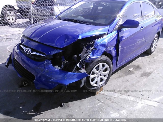 KMHCT4AE5CU140088 - 2012 HYUNDAI ACCENT GLS/GS BLUE photo 6