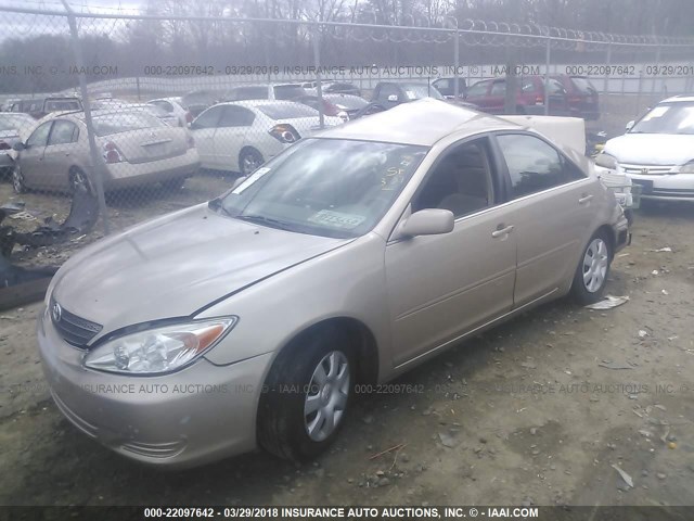 4T1BE32K12U002535 - 2002 TOYOTA CAMRY LE/XLE/SE ოქროსფერი ფოტო 2