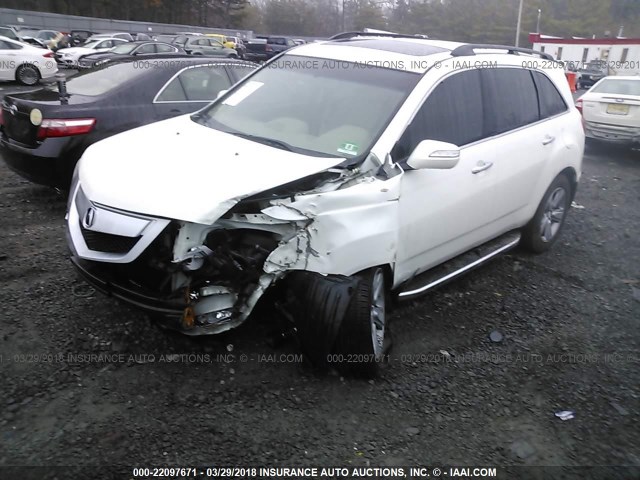 2HNYD2H48CH519639 - 2012 ACURA MDX TECHNOLOGY WHITE photo 2