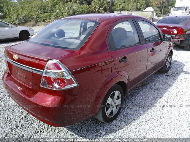 KL1TD5DE9AB132644 - 2010 CHEVROLET AVEO LS/LT RED photo 4