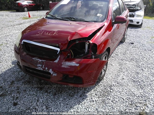 KL1TD5DE9AB132644 - 2010 CHEVROLET AVEO LS/LT RED photo 6