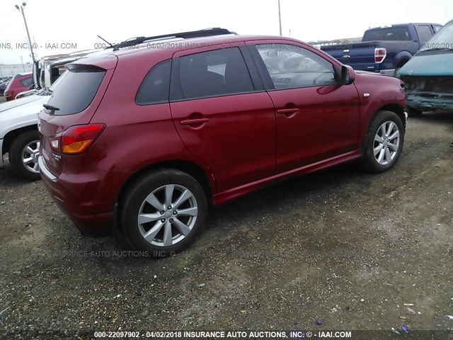 JA4AP4AU9CZ011050 - 2012 MITSUBISHI OUTLANDER SPORT SE RED photo 4