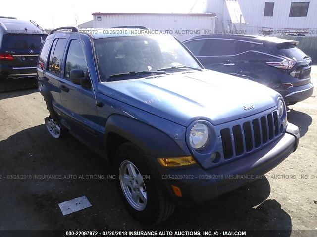 1J4GL48KX6W161264 - 2006 JEEP LIBERTY SPORT BLUE photo 1