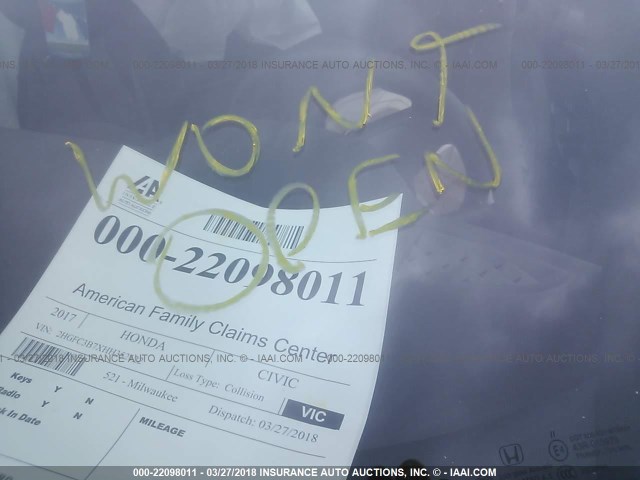 2HGFC3B7XHH352122 - 2017 HONDA CIVIC EXL WHITE photo 10