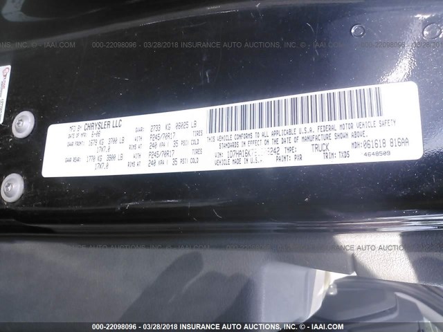 1D7HA16K78J208242 - 2008 DODGE RAM 1500 ST BLACK photo 9