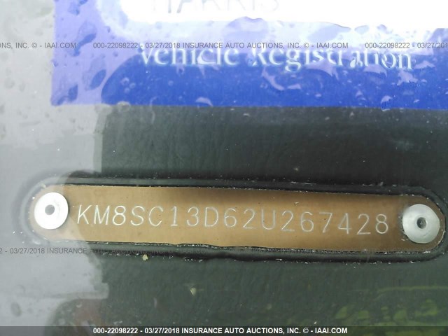 KM8SC13D62U267428 - 2002 HYUNDAI SANTA FE GLS/LX SILVER photo 9