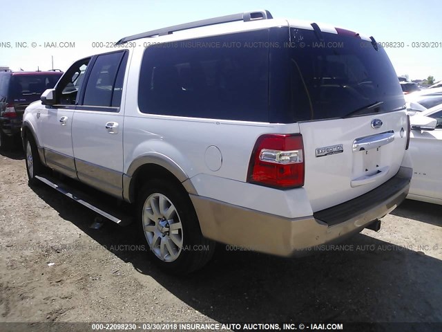 1FMJK1H59BEF22230 - 2011 FORD EXPEDITION EL XLT/EL KING RANCH WHITE photo 3