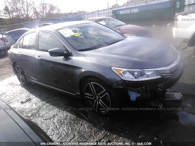 1HGCR2F58GA127330 - 2016 HONDA ACCORD SPORT GRAY photo 1