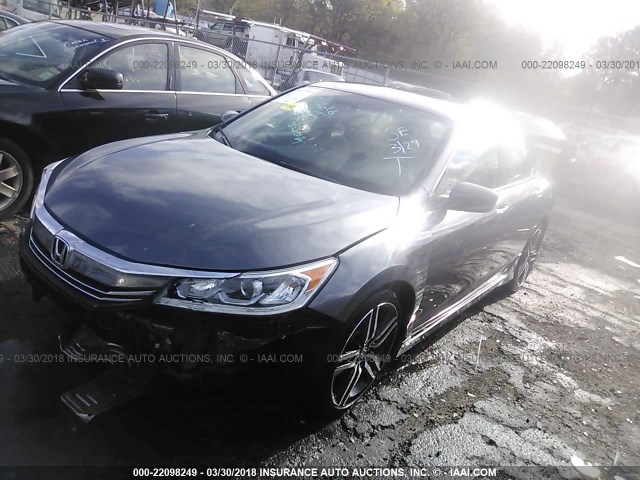 1HGCR2F58GA127330 - 2016 HONDA ACCORD SPORT GRAY photo 2