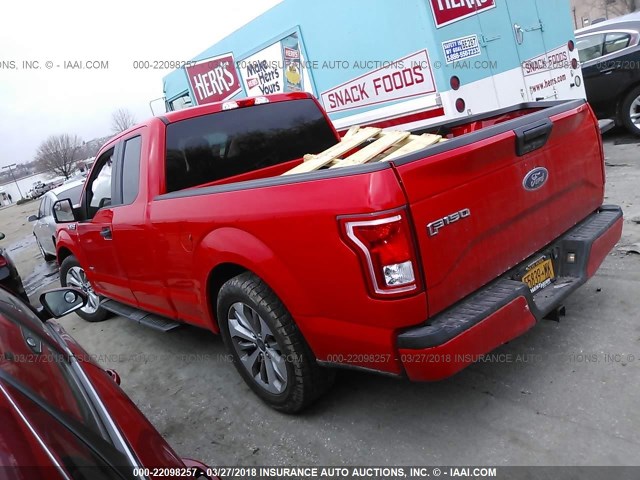 1FTEX1EP0HKE08365 - 2017 FORD F150 SUPER CAB RED photo 3