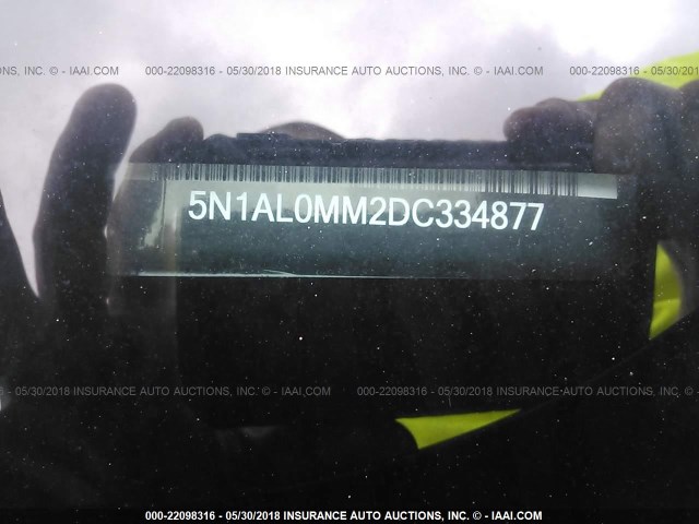 5N1AL0MM2DC334877 - 2013 INFINITI JX35 BLACK photo 9