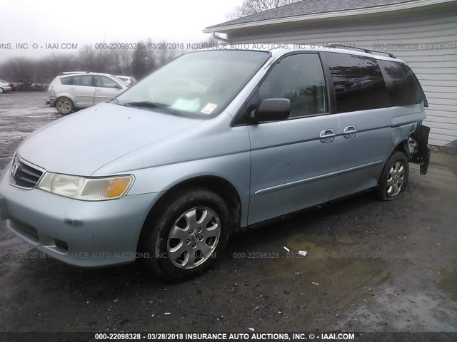 2HKRL18612H581933 - 2002 HONDA ODYSSEY EX Light Blue photo 2