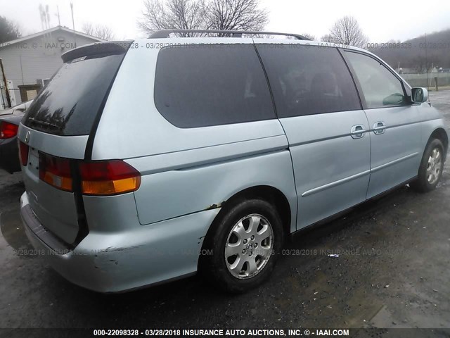 2HKRL18612H581933 - 2002 HONDA ODYSSEY EX Light Blue photo 4