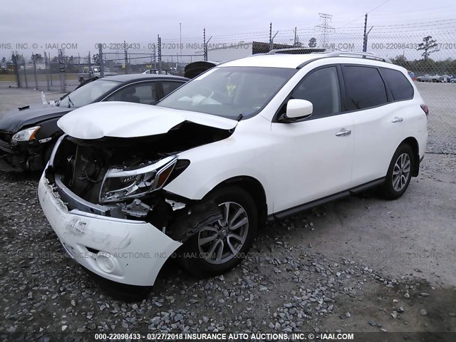 5N1AR2MN6EC722814 - 2014 NISSAN PATHFINDER S/SV/SL/PLATINUM WHITE photo 2