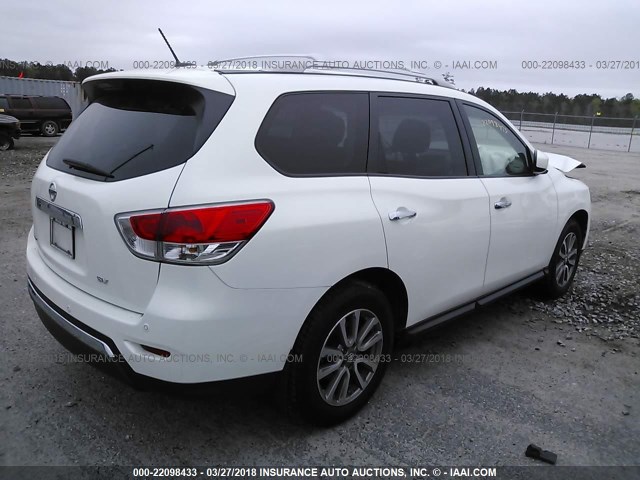 5N1AR2MN6EC722814 - 2014 NISSAN PATHFINDER S/SV/SL/PLATINUM WHITE photo 4