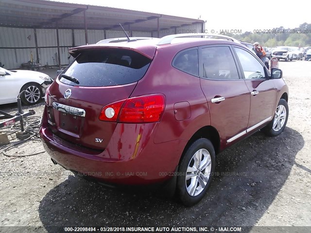 JN8AS5MT0DW030316 - 2013 NISSAN ROGUE S/SV RED photo 4