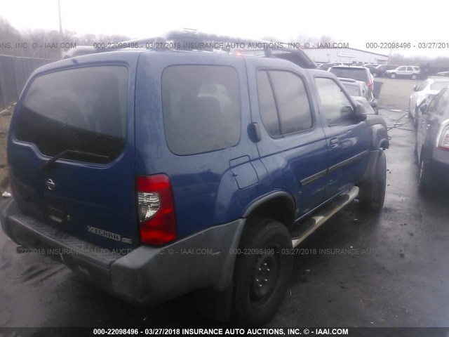 5N1ED28Y21C535777 - 2001 NISSAN XTERRA XE/SE BLUE photo 4