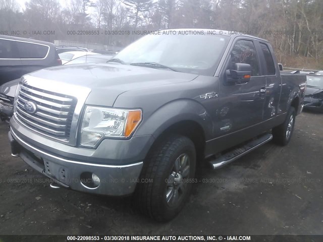 1FTFX1ET9BFA57943 - 2011 FORD F150 SUPER CAB GRAY photo 2