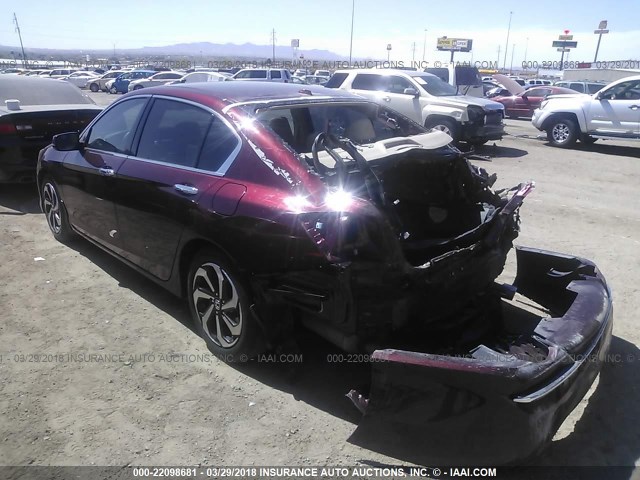 1HGCR3F80GA014164 - 2016 HONDA ACCORD EXL BURGUNDY photo 3