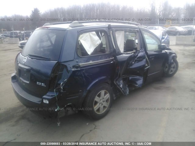 5N1BV28U46N103944 - 2006 NISSAN QUEST S/SE/SL BLUE photo 4