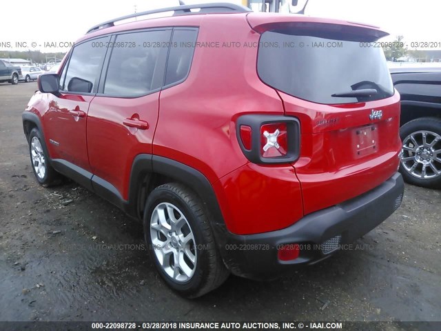 ZACCJABT9GPC64216 - 2016 JEEP RENEGADE LATITUDE RED photo 3