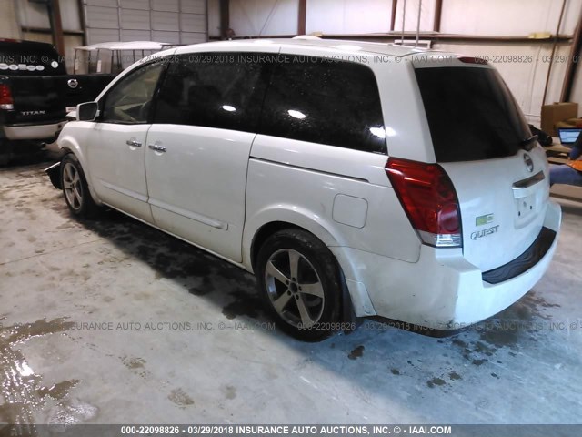 5N1BV28UX7N101617 - 2007 NISSAN QUEST S/SE/SL WHITE photo 3