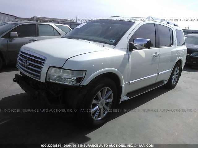 5N3AA08D38N910719 - 2008 INFINITI QX56 WHITE photo 2