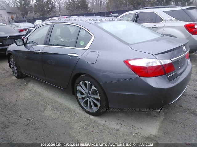 1HGCR2F56FA260537 - 2015 HONDA ACCORD SPORT GRAY photo 3