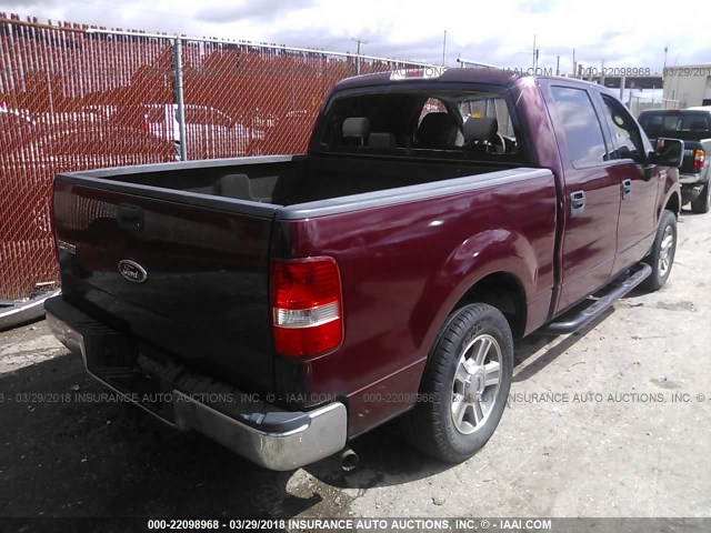 1FTRW12W64KB97280 - 2004 FORD F150 SUPERCREW MAROON photo 4