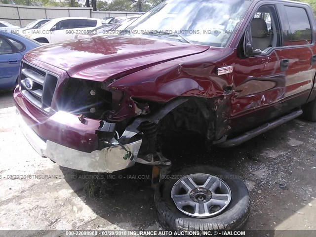 1FTRW12W64KB97280 - 2004 FORD F150 SUPERCREW MAROON photo 6