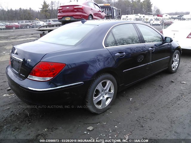 JH4KB16525C012358 - 2005 ACURA RL BLUE photo 4